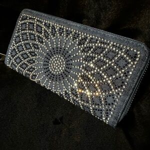 Long Zip Around Wallet with Bling On the Front, Unbranded, Beautiful Condition.